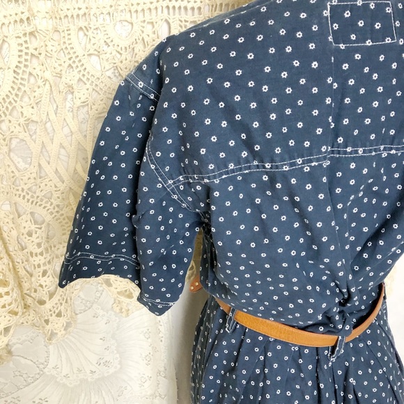 VNTG | navy button down collar dress - Picture 2 of 11